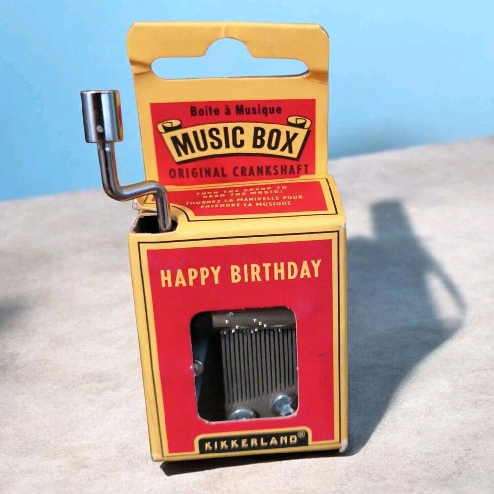 Kikkerland Boite a Musique "Happy Birthday " Original Crankshaft Music Box new